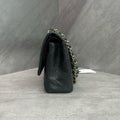 Chanel cf medium size black gold lychee cowhide 27k card with clean inside and in stock at a good price
