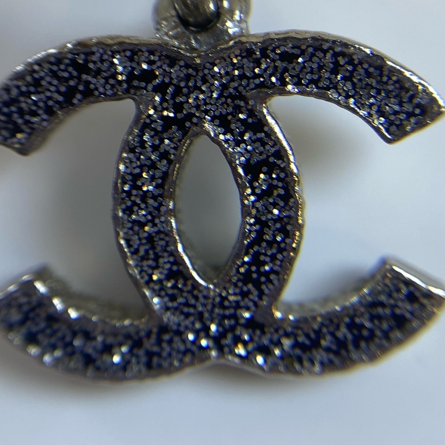 Chanel Double C Silver Logo Wheat Earrings