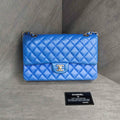 Chanel Medium Blue Gold Lambskin Chain Bag 21 Opening with Card