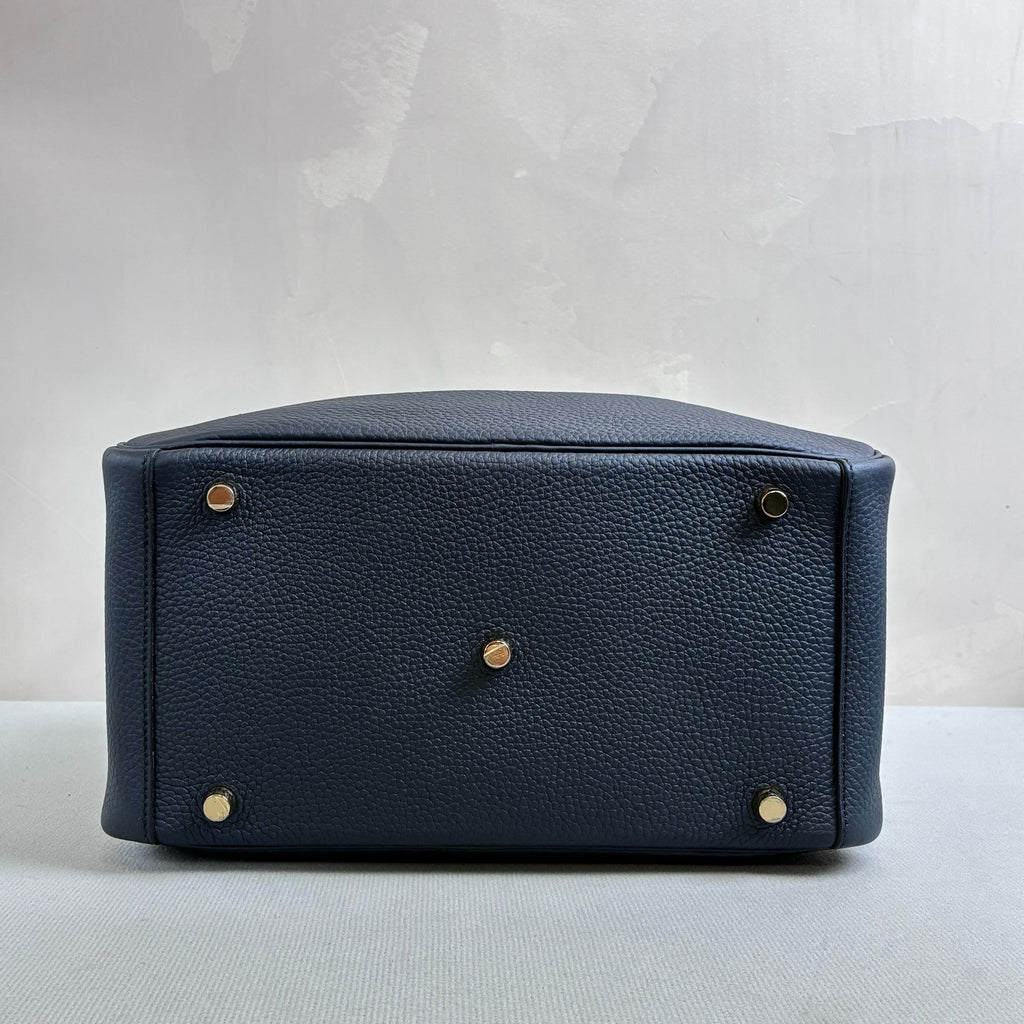 Hermès 99% New Frame P刻 Lindy30 Midnight Blue with Gold Hardware, Accessories, Dust Bag, Original Excellent Condition