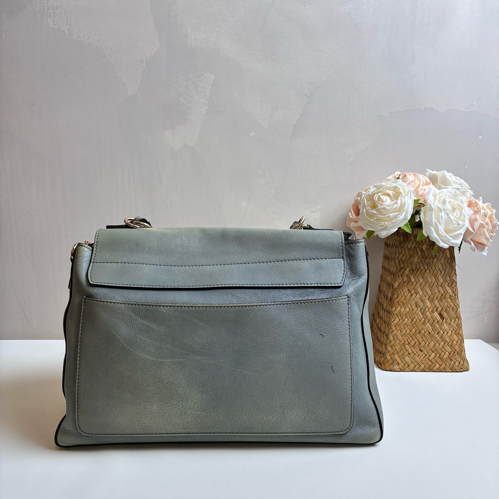 Chloe Faye Calfskin and Suede Mint Green Shoulder Crossbody Bag 98% New Size: 33X20X13 Accessories: Detachable Shoulder Strap