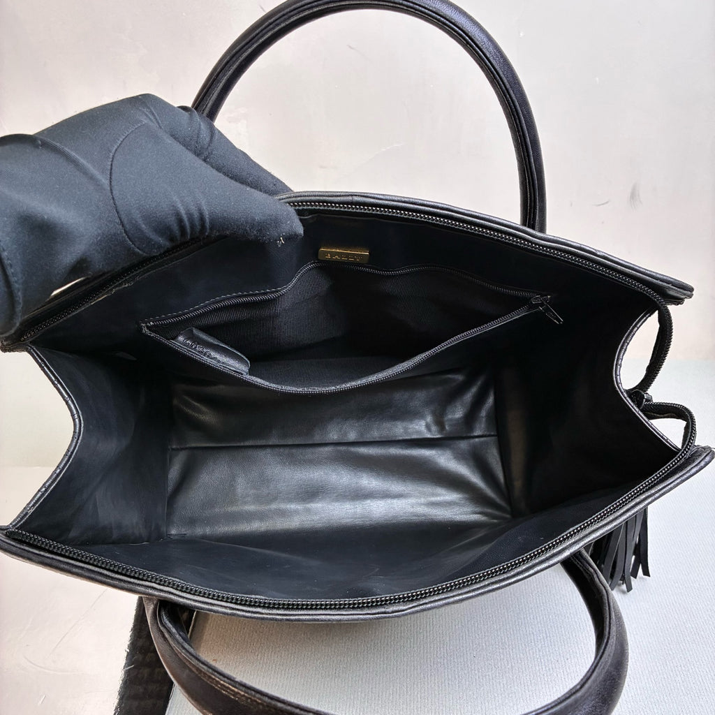BALLY Black Gold Diamond Pattern Handbag Like New Size: Width at Top 34 cm, Width at Bottom 25 cm, Height 21 cm