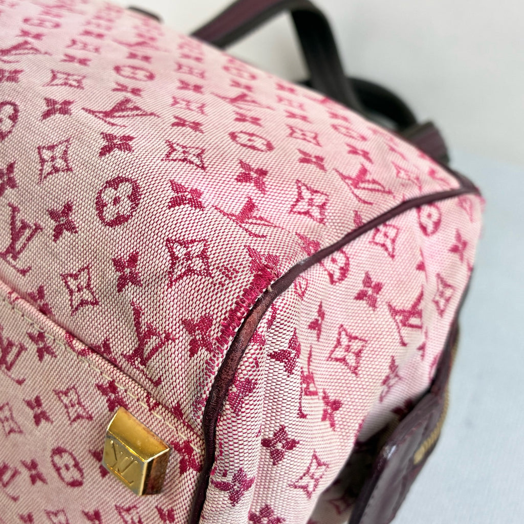 LV/Louis Vuitton 96% New Pink Denim Monogram Boston Handbag Size 27.5*18