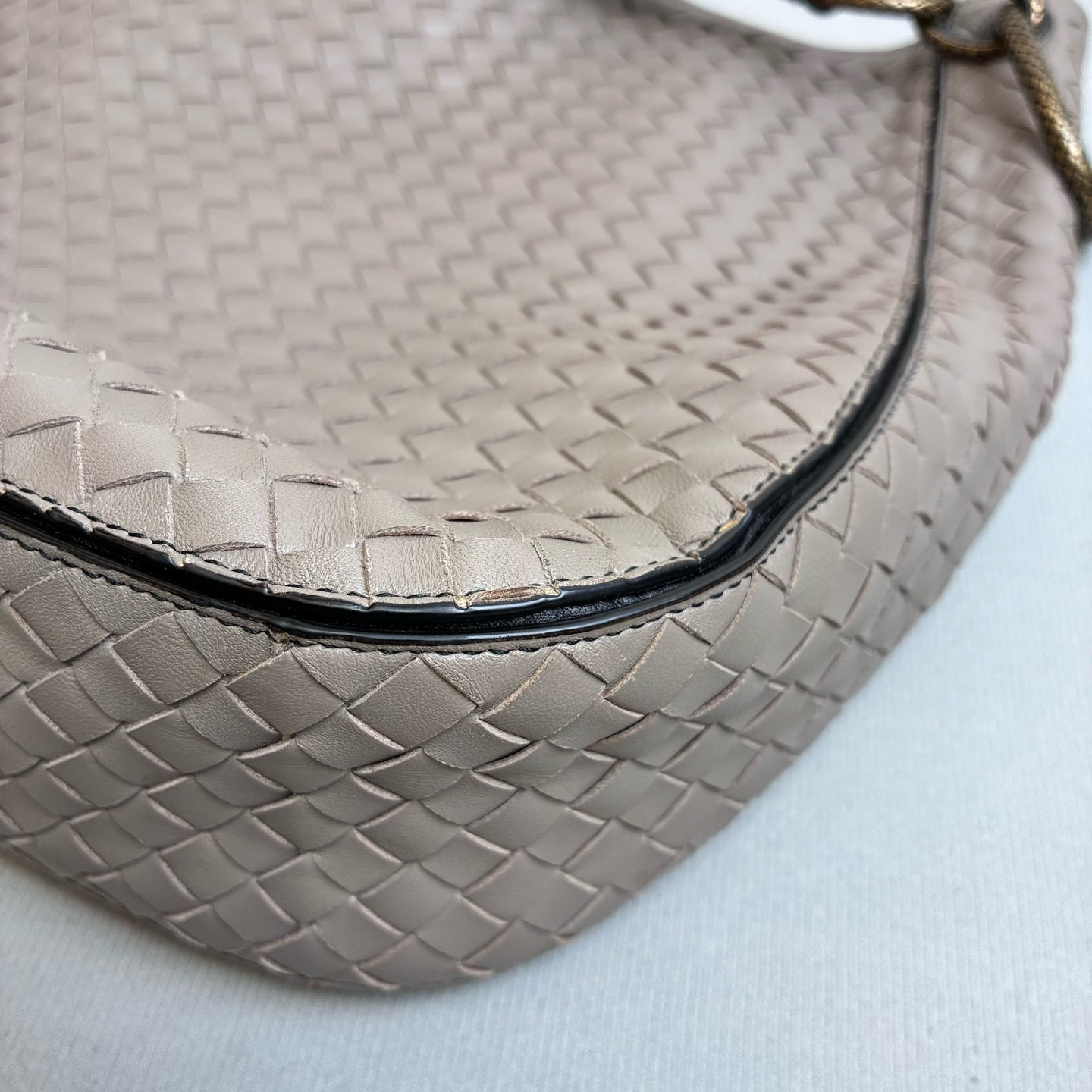 BV/Bottega Veneta Loop Woven Underarm Bag Handbag Elephant Gray 99% New Size 39*34