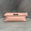 Chanel leboy medium-sized pink silver-clasp sheepskin bag with a clean three-dimensional inner lining, 20-kai, cassette card and ticket