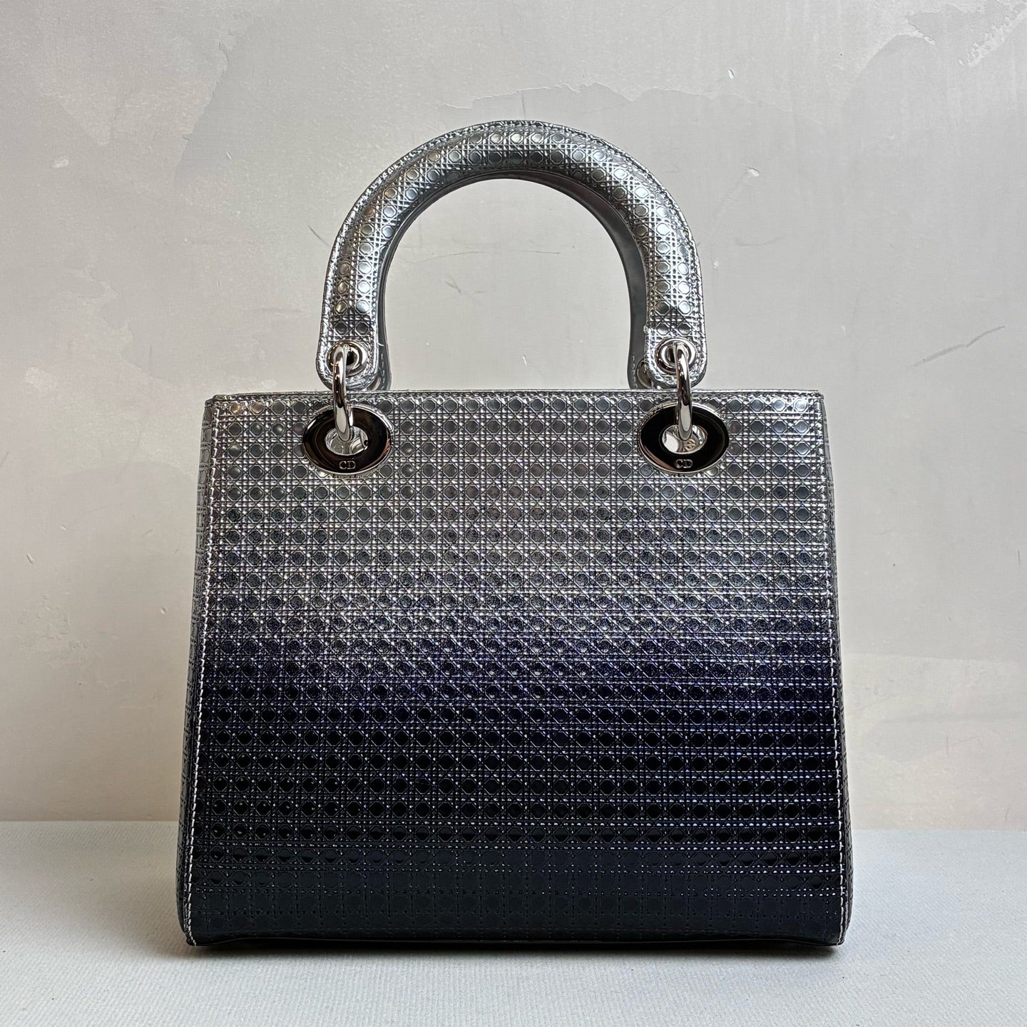 Dior Gradient Blue with Silver Buckle Lady Dior Handbag Crossbody Bag 99% New Size 24*20