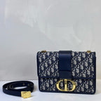 DIOR Blue Monogram Montaigne 30 Shoulder Crossbody Bag   Public Price: 32,500   Dimensions: 24*17*5