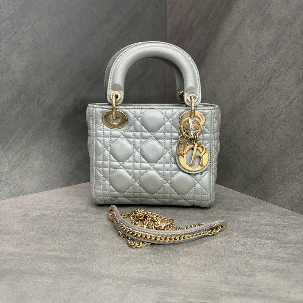 Dior Lady Dior Mini, grey, 2017 serial number, classic and versatile