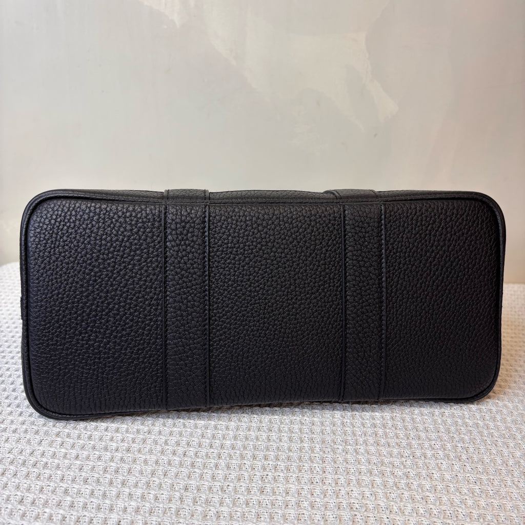 99% new Hermes Garden Party 30, black and silver Garden bag, canvas with leather, K刻.