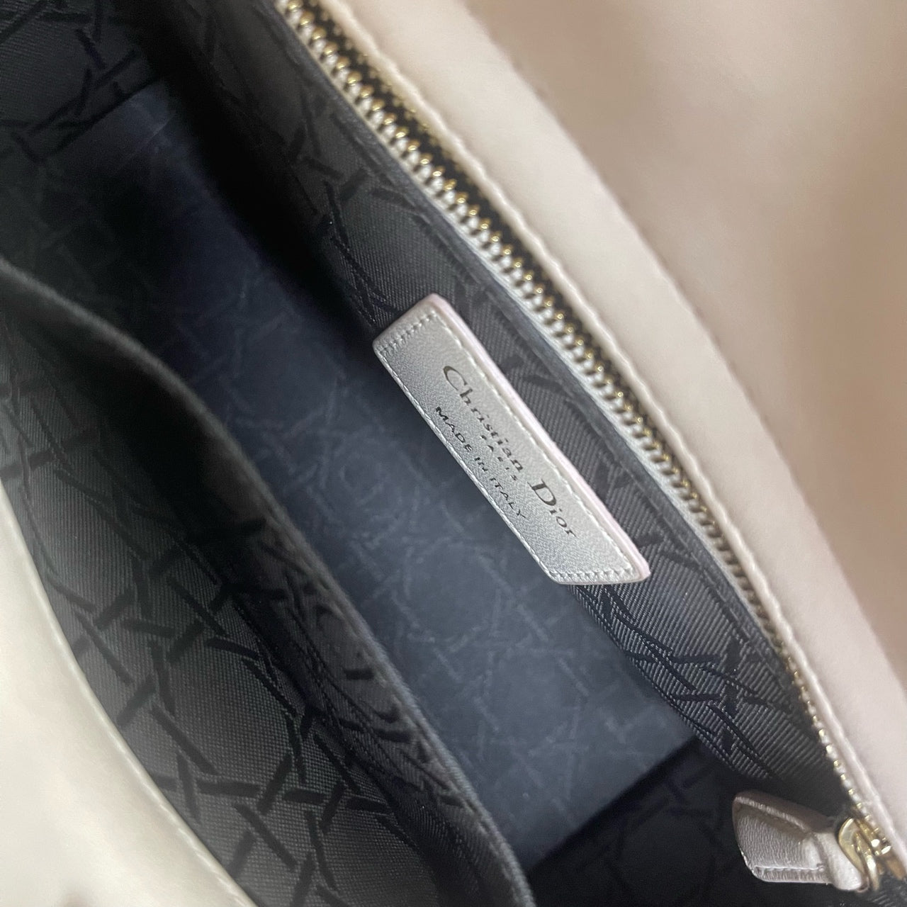Dior Lady Dior Mini with 4 compartments, pink with gold-tone hardware, emblem shoulder strap, serial number starting with 17, serious buyers only.