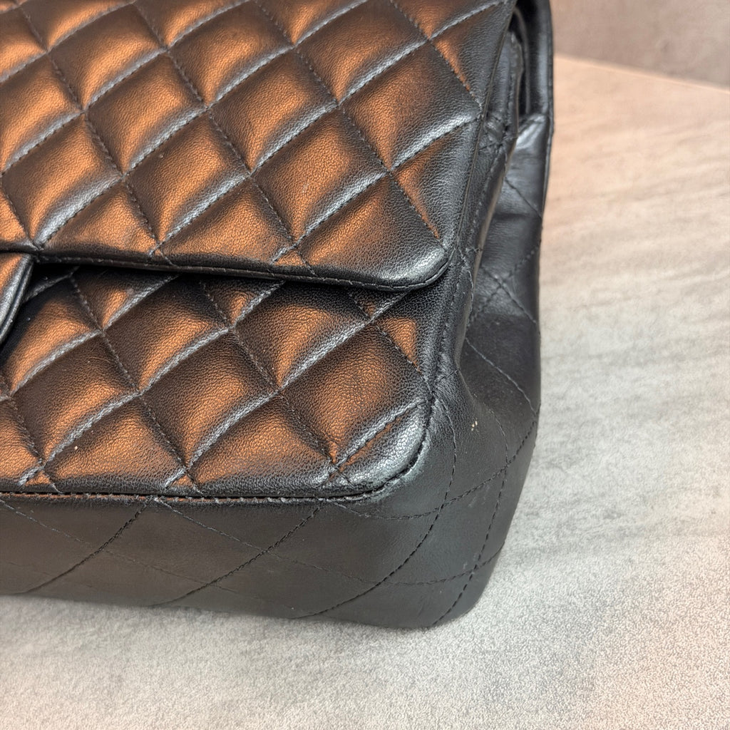 Chanel Classic Flap Medium, Black and Gold Lambskin, Structured Shape, 27 Series with Authenticity Card, Original Condition