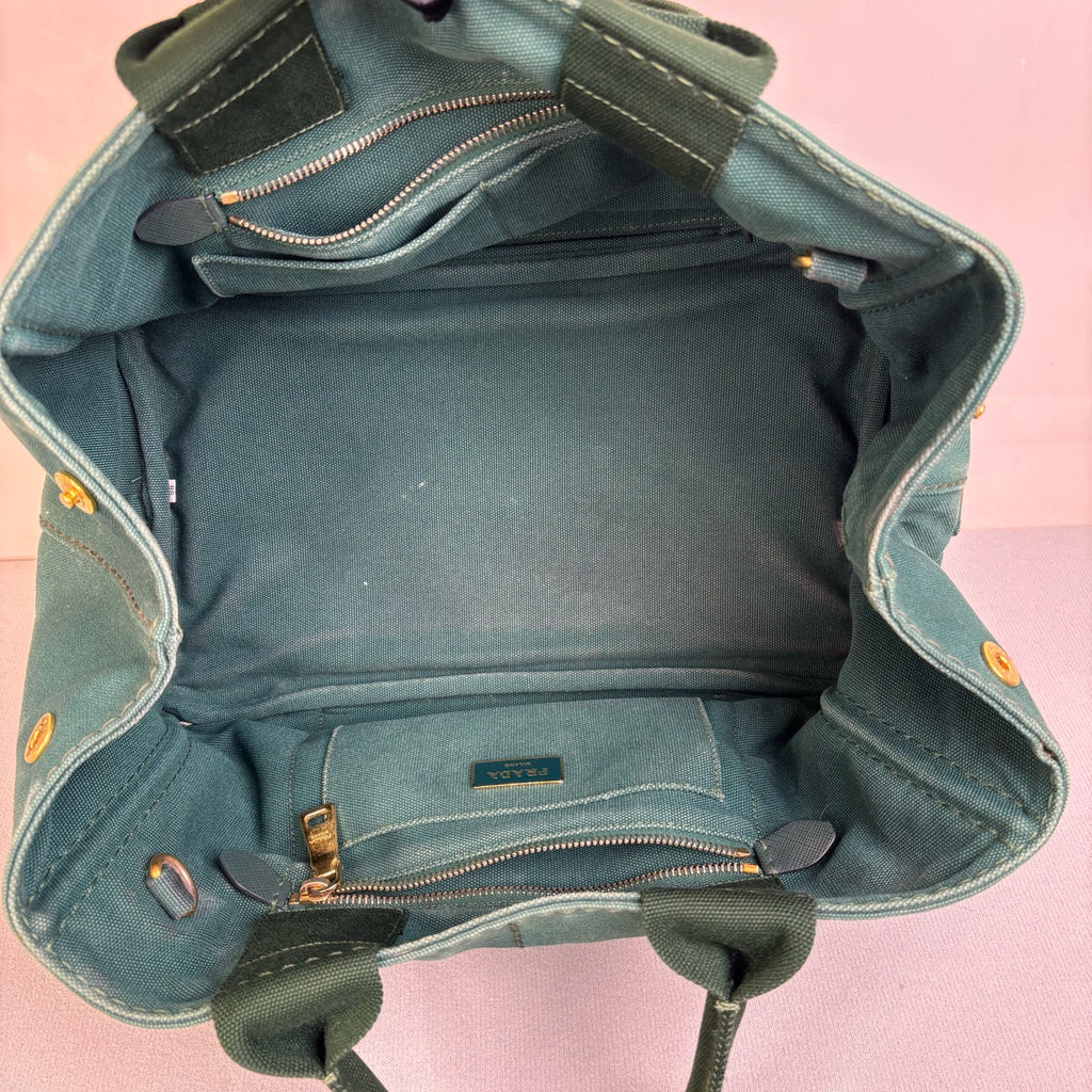 Prada Small Green Denim Beach Bag 98% New Size 34*20