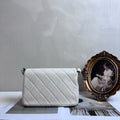 Chanel 24S New Chunky Chain Underarm Bag Chip Shoulder Bag 99% New Size: 21.5*6*13 White Gold Lambskin