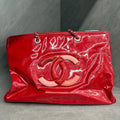 Chanel Red Patent Leather Chain Tote Bag, 32×12×19, 13-series, no authenticity card, clean interior, in stock