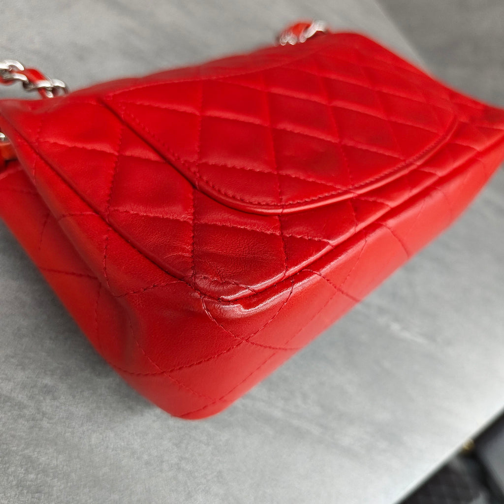 Chanel CF Mini Red and Silver Lambskin Chain Bag 15 Opening