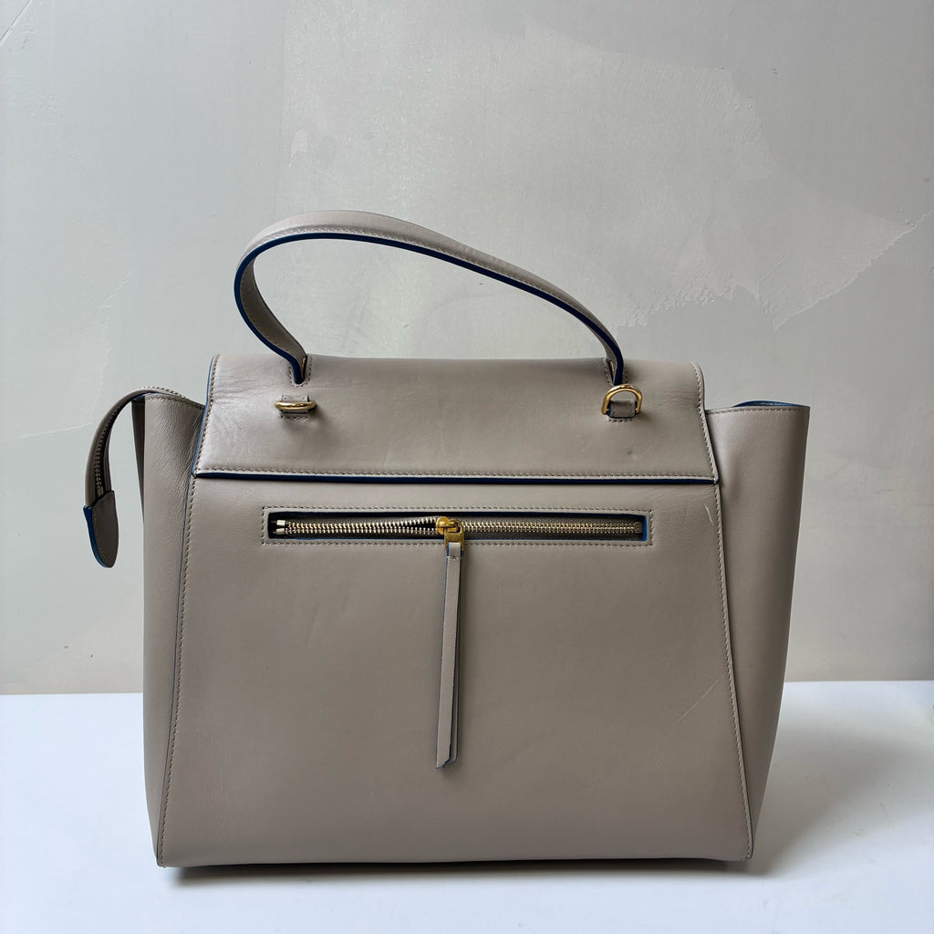 Celine Belt Series Catfish Bag, milk white lychee grain cowhide, large size 29*21cm.