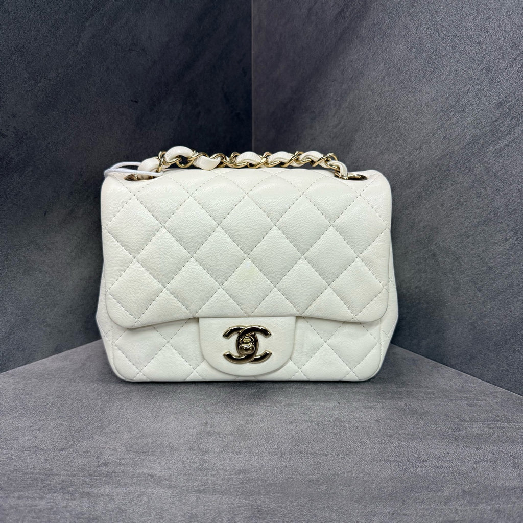 CHANEL White Gold Square Fat Chip style