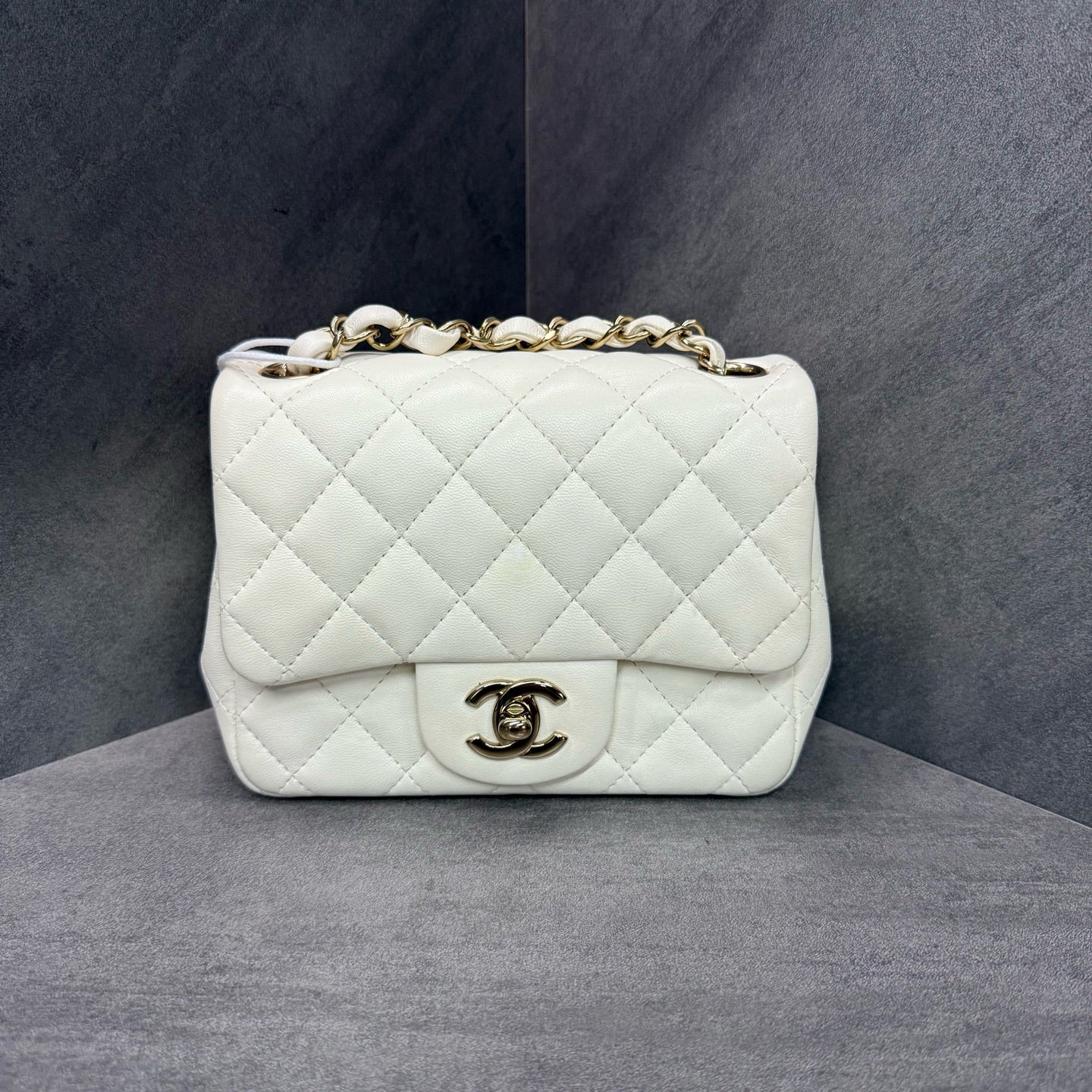 CHANEL White Gold Square Fat Chip style