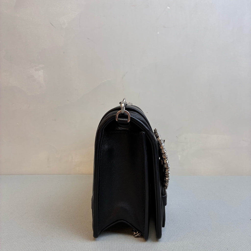 MiuMiu Black Evening Gemstone Diamond Buckle Limited Collection 99% New Size 20*12