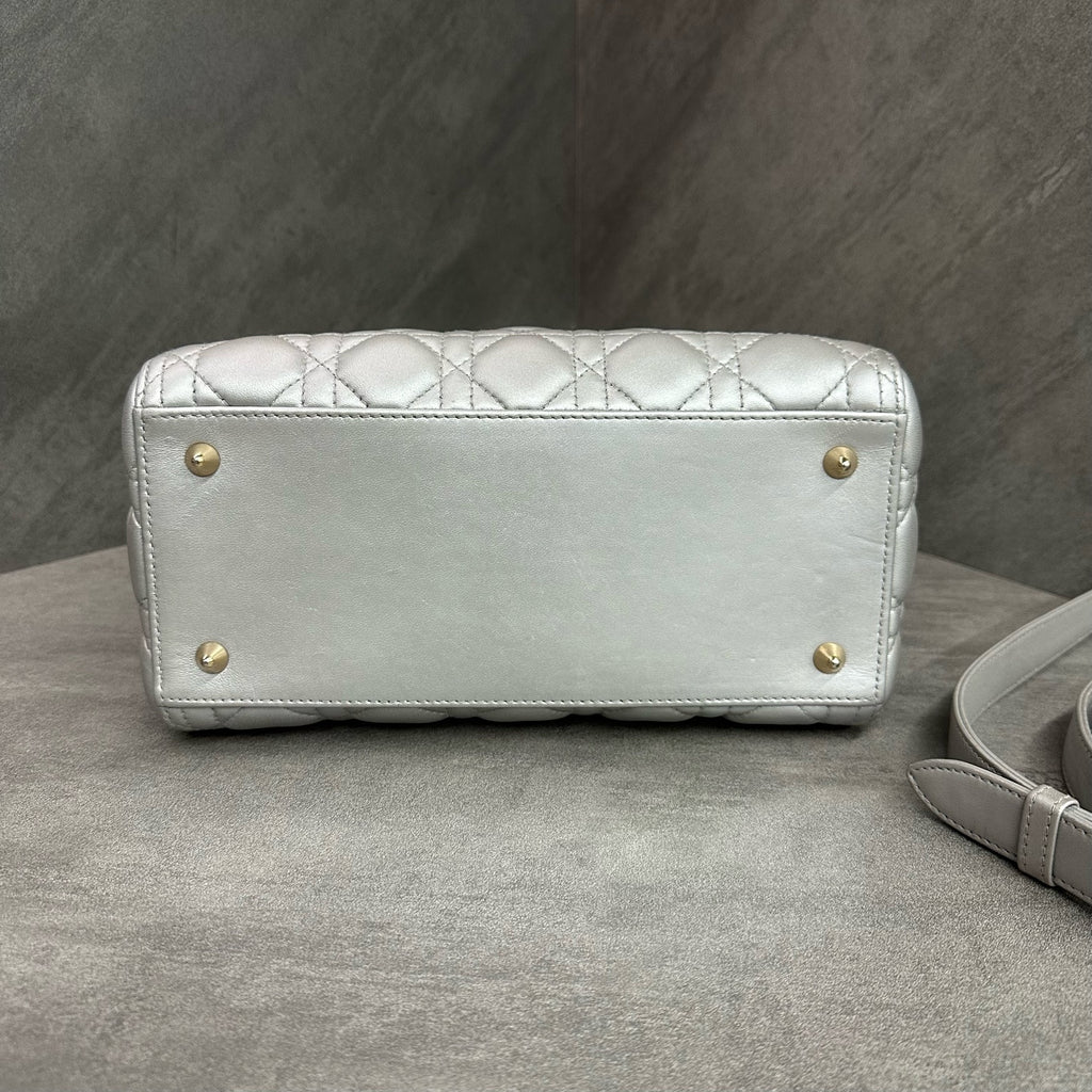 Dior Lady Dior Bag in Gray with Silver Hardware, 2019 Code