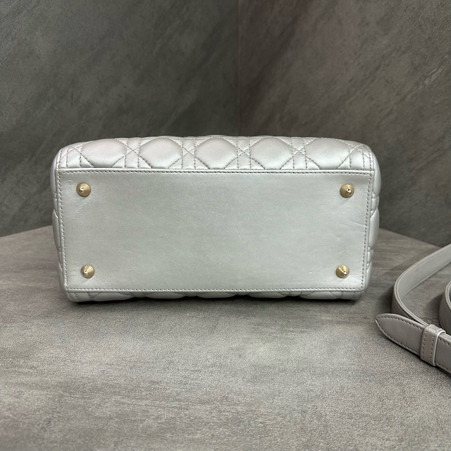 Dior Lady Dior Bag in Gray with Silver Hardware, 2019 Code