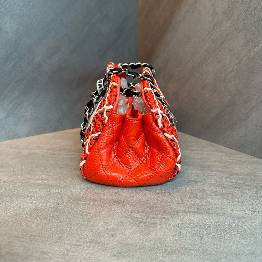 Chanel Bowling Bag, Patent Leather Woven Shoulder Bag, 14 Series, No Authenticity Card