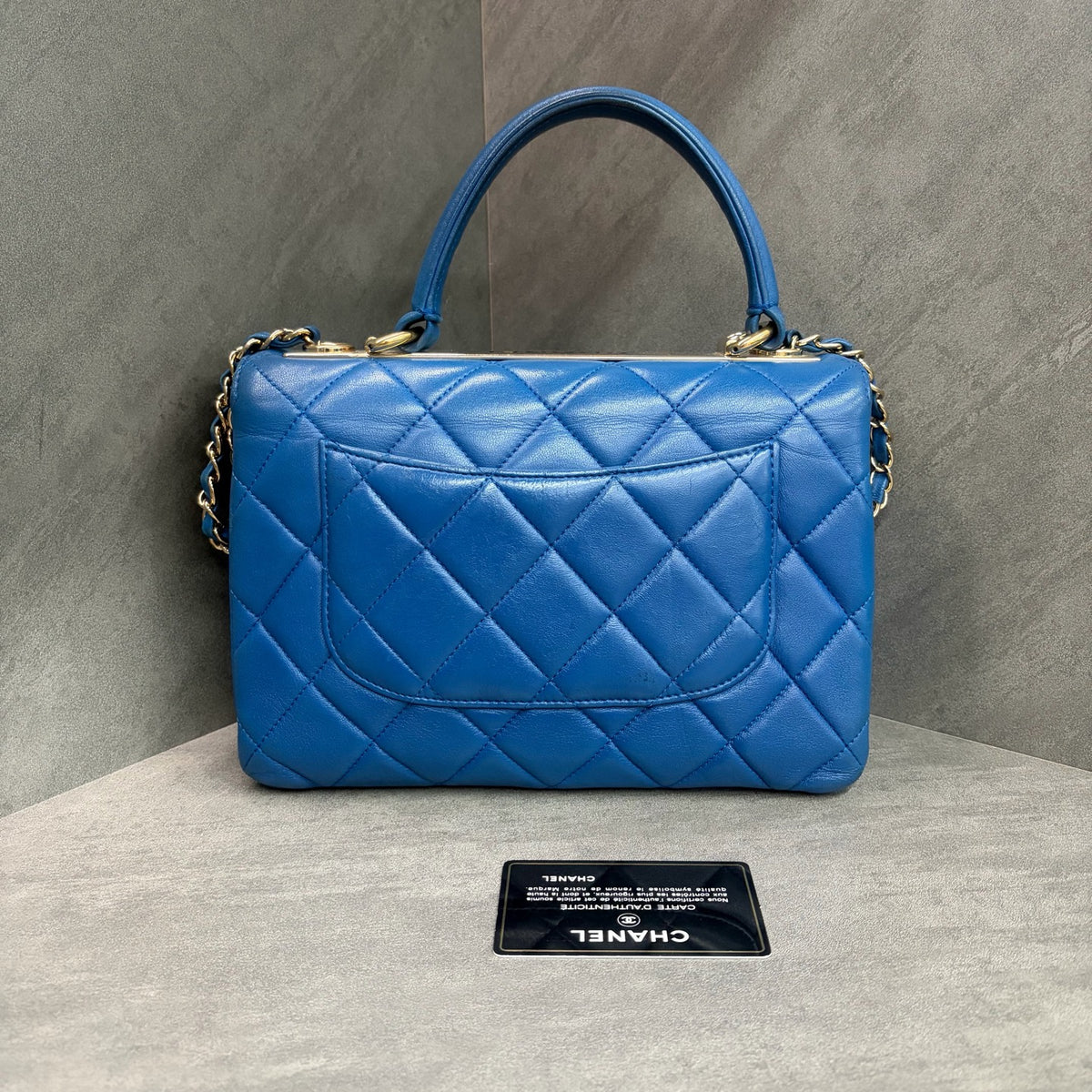 Chanel Blue Gold Buckle Trendy CC Small Size 27 with Card