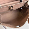 Hermes Herbag 31 Canvas and Leather, Dark Oak Color, Silver Hardware, T Stamp, 99% New