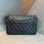 Chanel Jumbo Large Black and Silver Craquelé Lambskin Bag, Structured Shape, Clean Interior, 15 Openings, Original Condition.