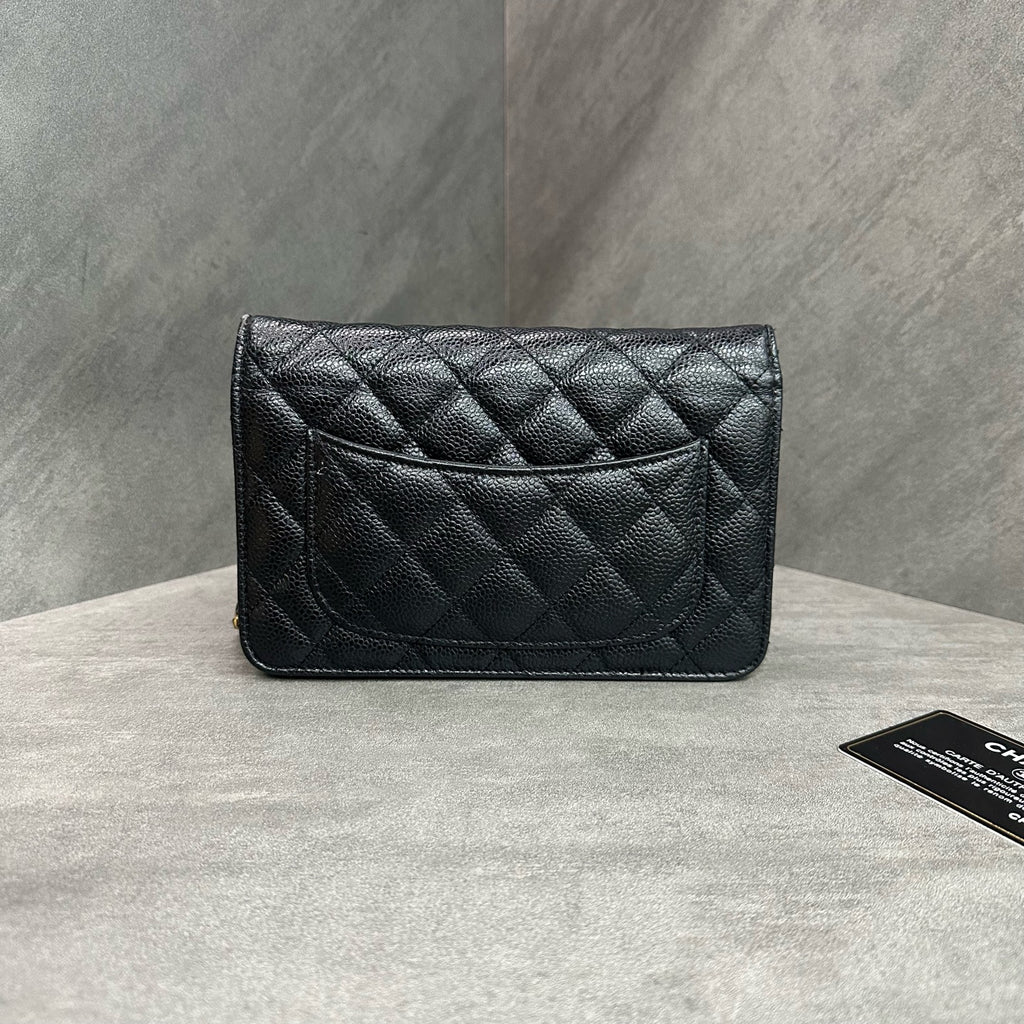 CHANEL Lucky WOC Chain Bag, Black Gold Grained Calfskin, 17 Series