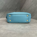 miumiu Miu Miu small bowling bag, sky blue, with shoulder strap, in stock at a favorable price