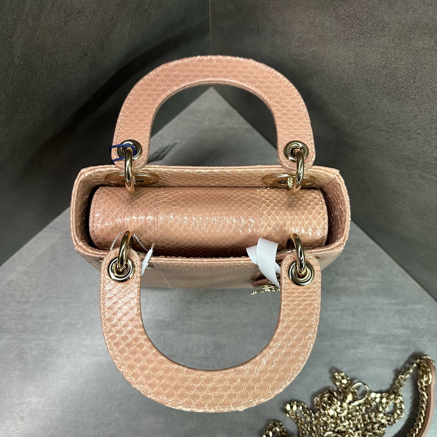 Dior Beige Tea Color Gold Buckle Python Lady Dior Bag Rare Leather 22 Year Code Structured Design Clean Interior In Stock Good Price
