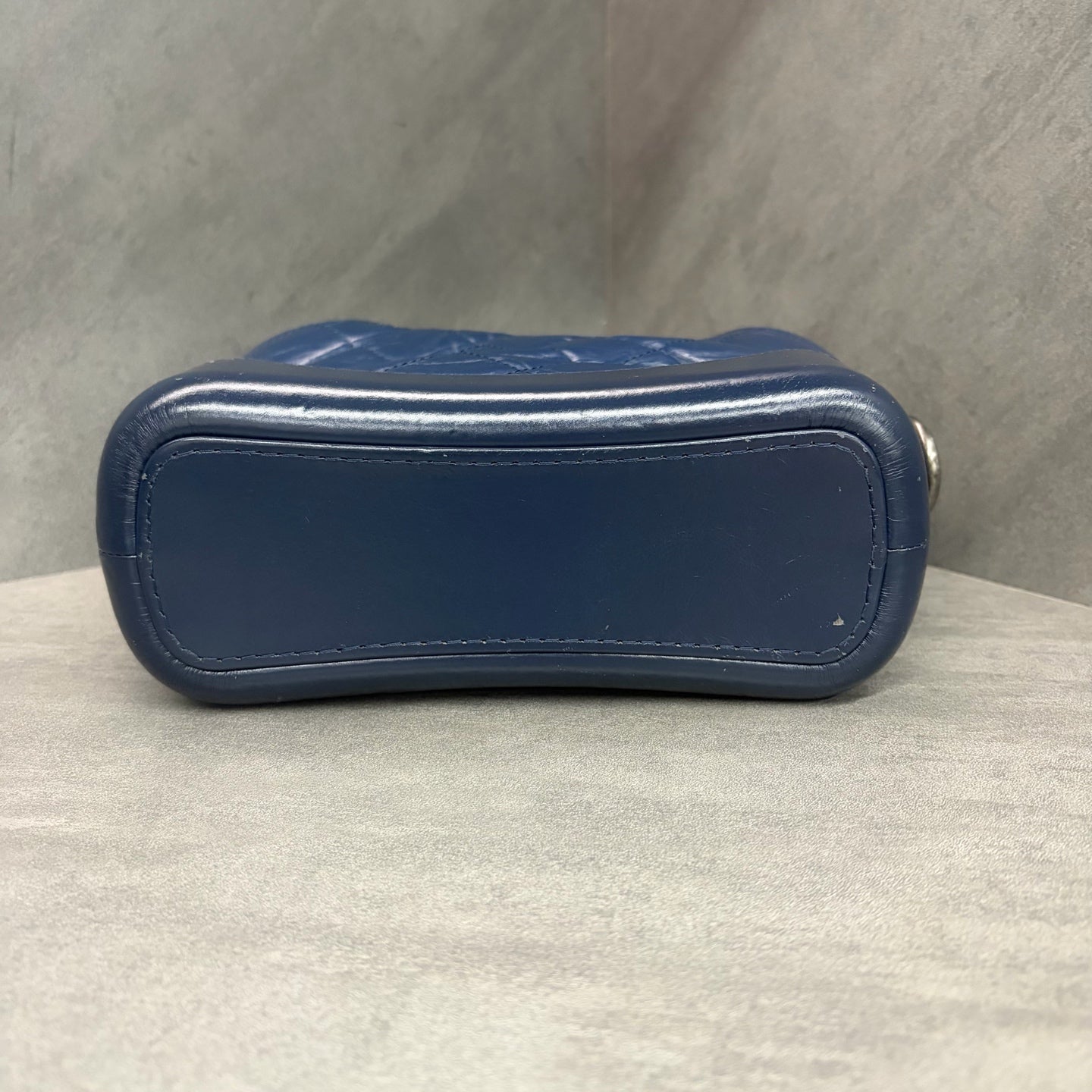 Chanel Gabrielle small size, gold-tone hardware, calfskin, navy blue, 26th production code, with authenticity card