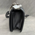 Chanel Small Leboy Black Silver-tone Hardware Lambskin with Tweed Chain Shoulder and Crossbody Bag, Hologram Code Starting with 24, with Authenticity Card and Receipt