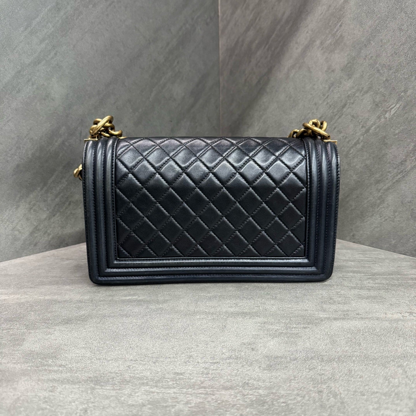 Chanel Black Gold Medium Leboy Lambskin, 19 Series, Structured Shape, Clean Interior, In Stock at Great Price