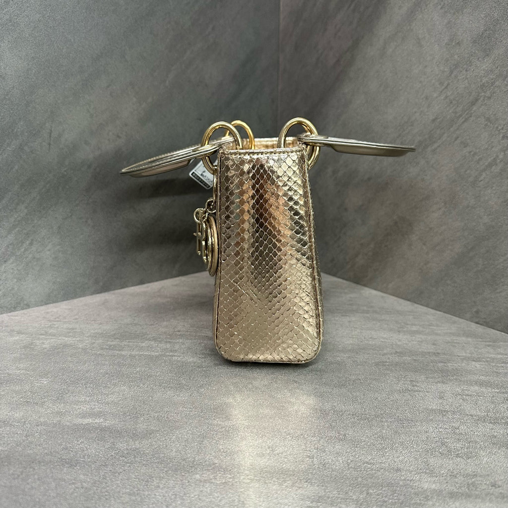 Dior Gold Three-compartment Snake Skin Lady Dior Bag, 2014 Serial Code