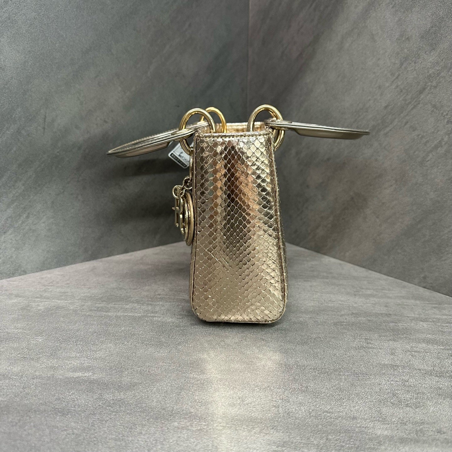 Dior Gold Three-compartment Snake Skin Lady Dior Bag, 2014 Serial Code