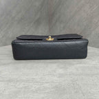 Chanel Medium Black and Gold Litchi Leather Chain Bag CF 17 Series with Card Original Condition