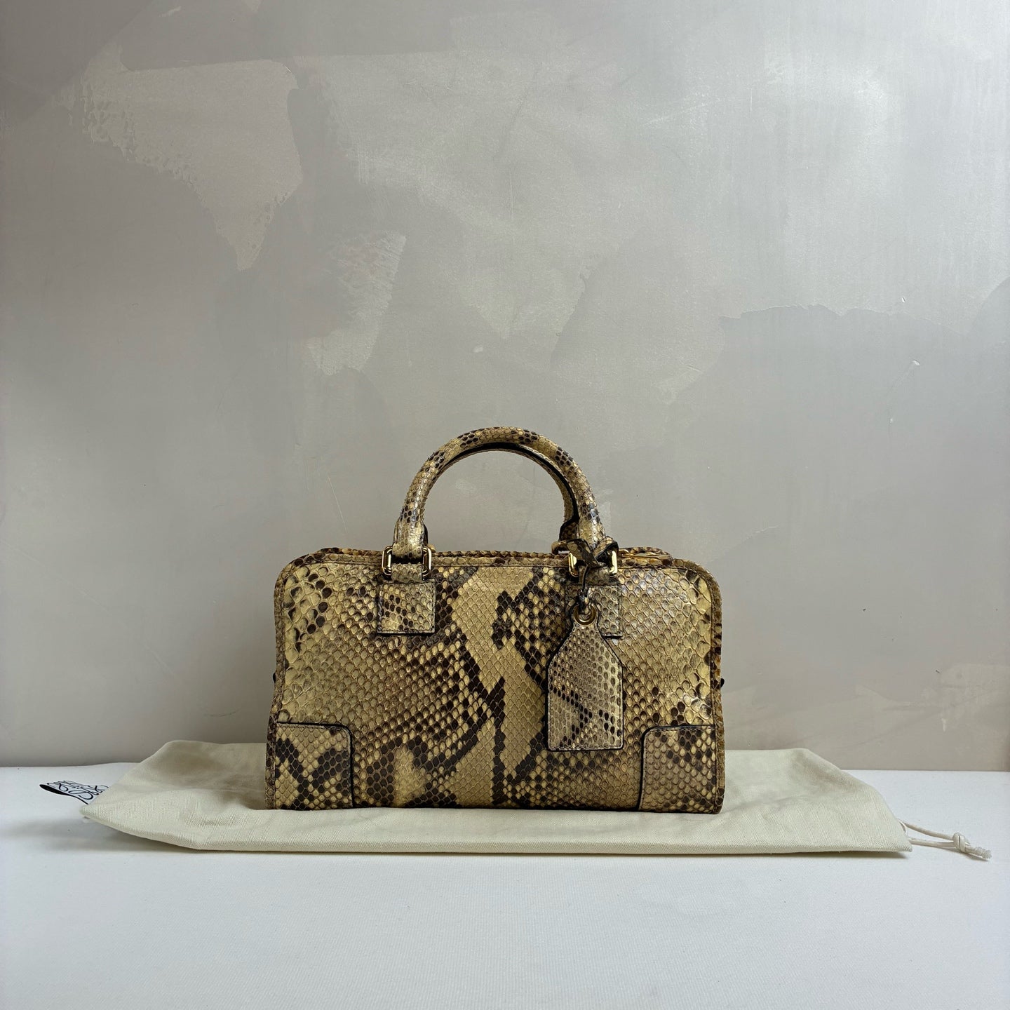 Loewe Boston Amazona sp Amazon Snake Skin Yellow Like New 99% Condition Size 29*27
