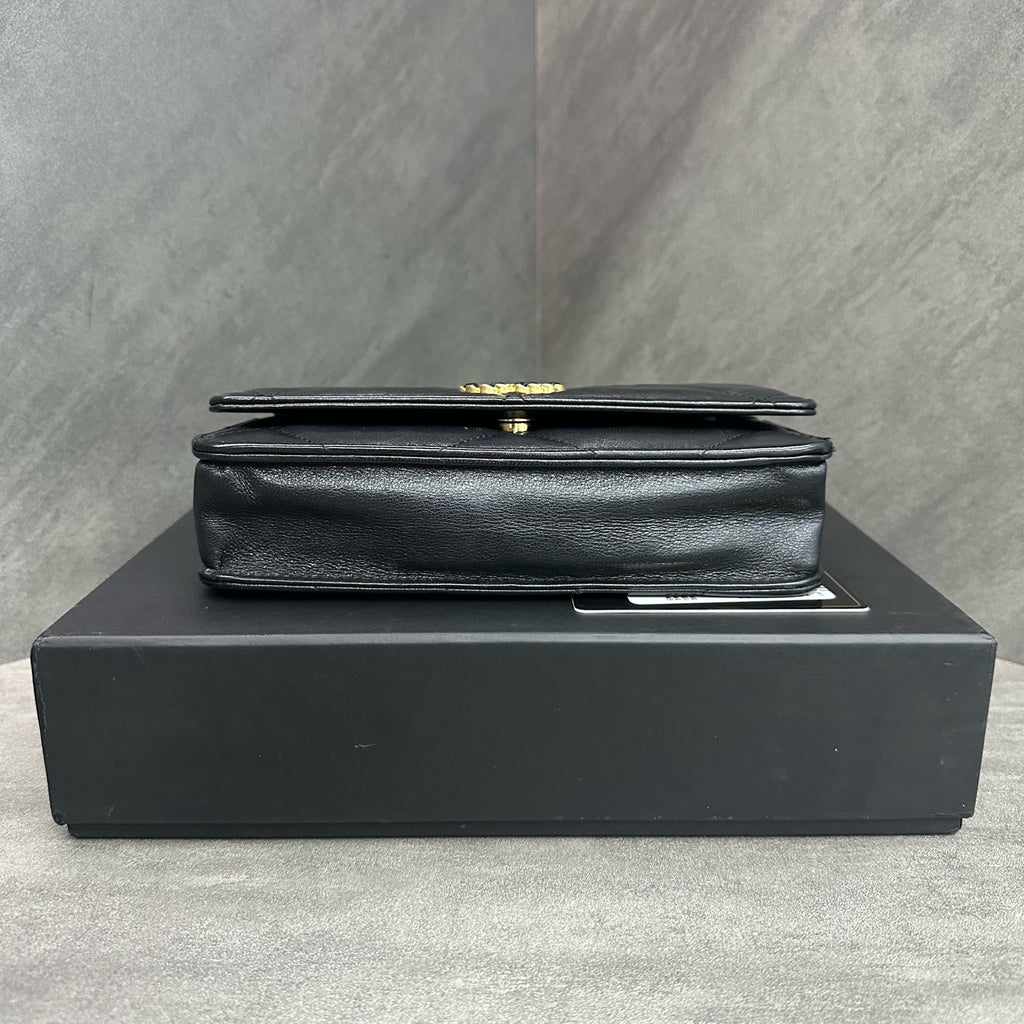 Chanel 19 Bag Woc Black and Gold Lambskin Chain Bag, 30-series with card