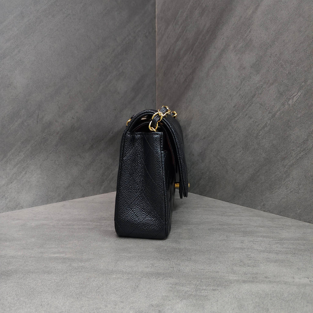Chanel Black Gold Lambskin Leather Zipped Wallet without Card.