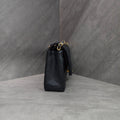 Chanel Black Gold Lambskin Leather Zipped Wallet without Card.