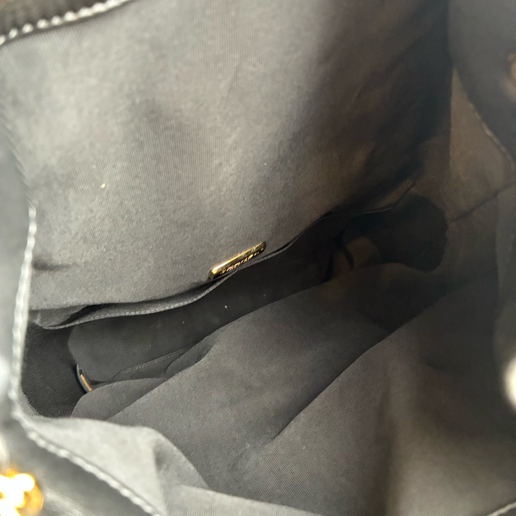 Chanel 23 Opening Black Gold Drawstring Backpack Lambskin Jennie's Style Size 22*35.5