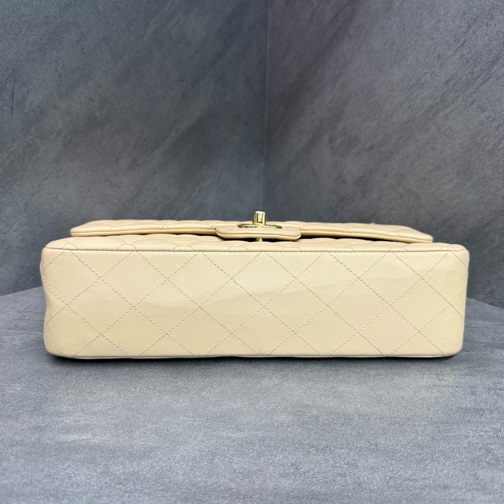 Chanel Beige Lambskin CF Medium Bag, Structured Design, Clean Interior, 15-Series, Available at a Good Price.