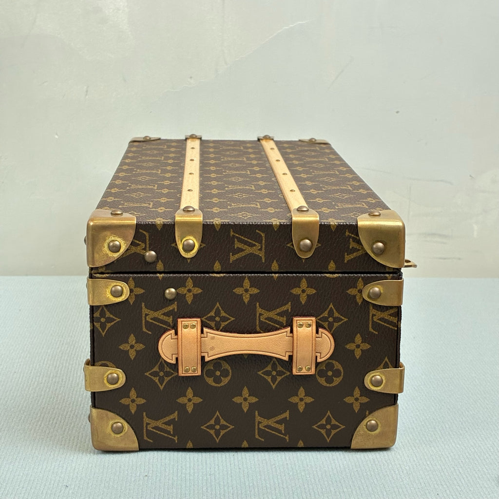 LV Louis Vuitton 99% New 2020 Brown Monogram Hard Case Decorative Box with Full Monogram Print and Wooden Bottom. Suitable for storage, display, and collection. Exquisite craftsmanship in details.