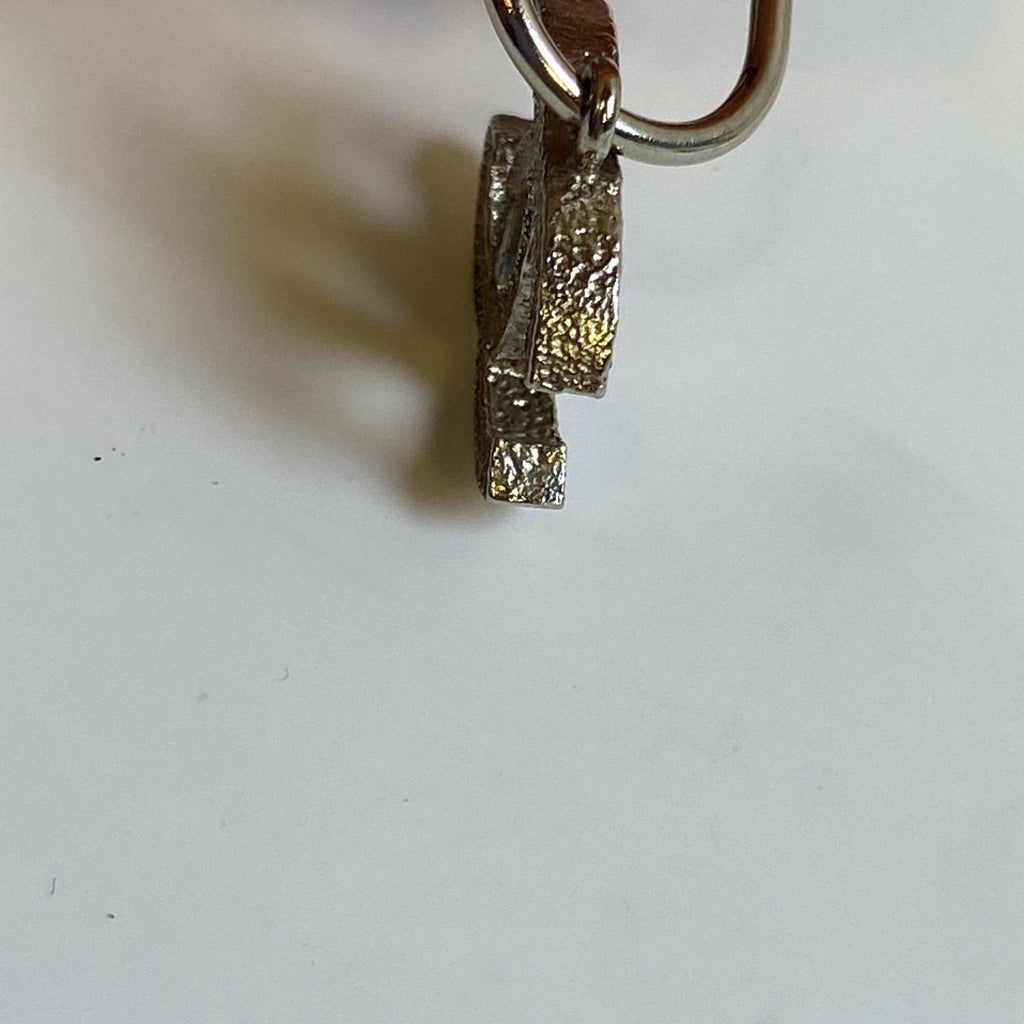 Chanel Double C Silver Logo Wheat Earrings