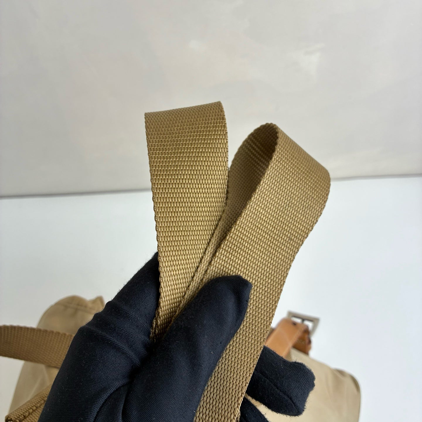 Prada Waterproof Nylon Backpack 1BZ677 Model Khaki Color Size 28×23.5×12cm