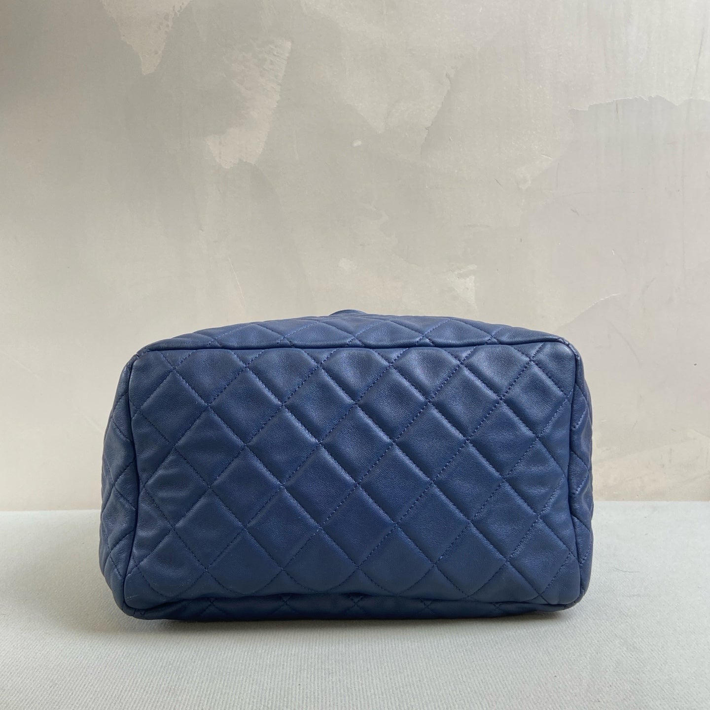 Chanel 97 New 23 Opening Deep Blue Quilted Bucket Bag 2 Ways Size 26.5*27