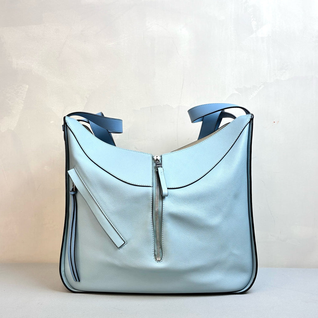 Loewe Hammock Bag 99% New Multiple Carrying Styles Calfskin Fog Blue Size 31*30 Original Price 24500