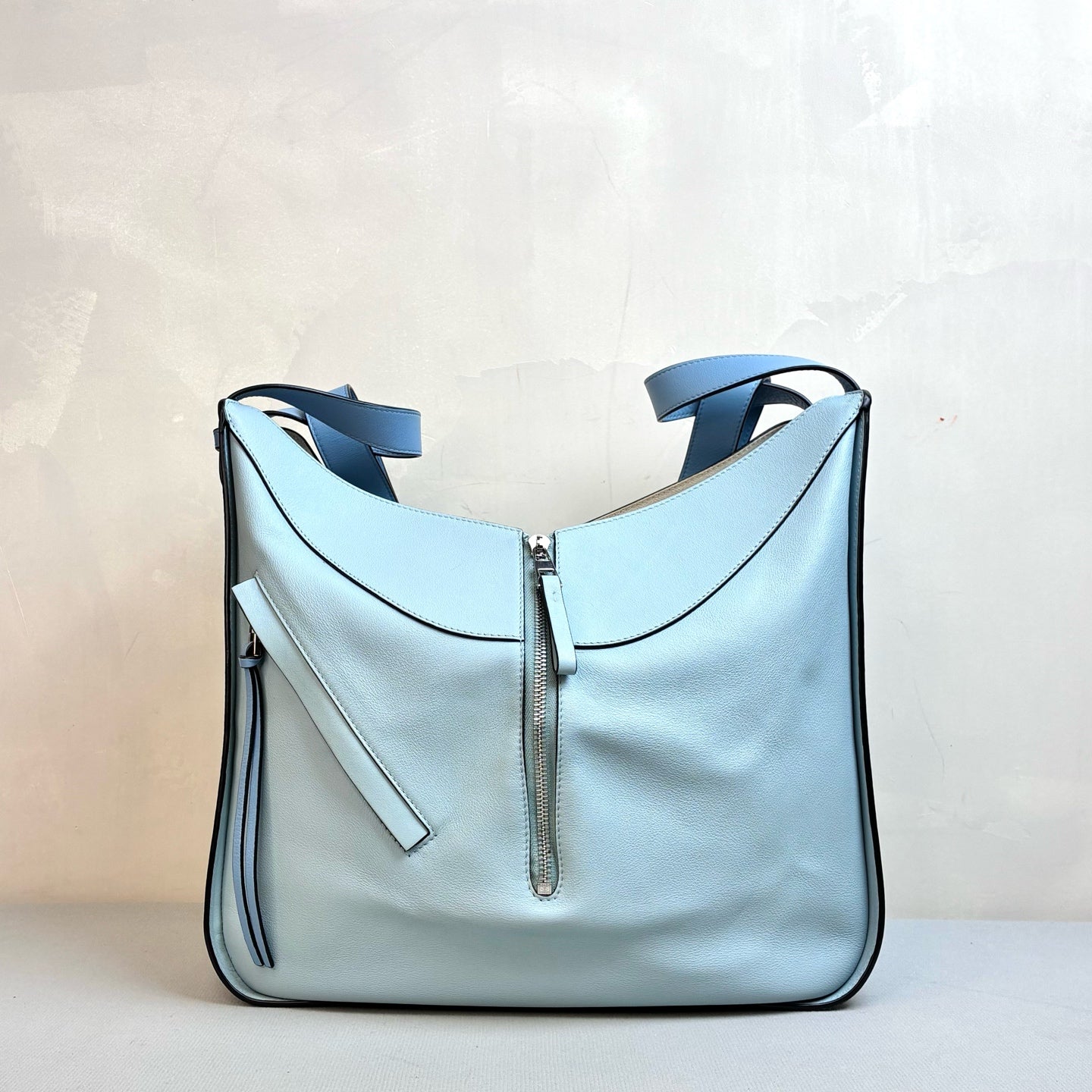 Loewe Hammock Bag 99% New Multiple Carrying Styles Calfskin Fog Blue Size 31*30 Original Price 24500